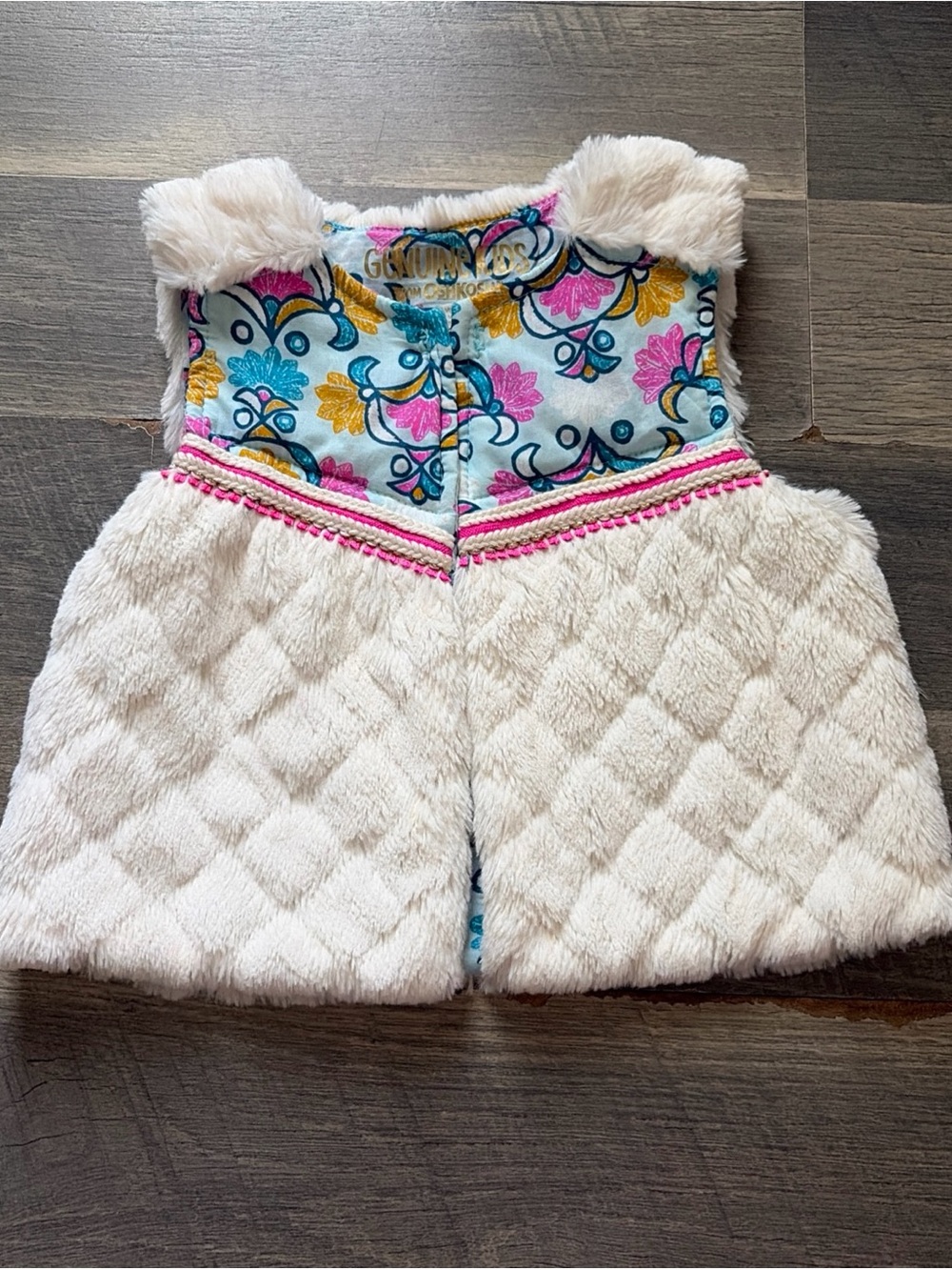 Girls 3T Genuine‎ Kids by Oshkosh White Faux Fur Vest Scandinavian Floral Boho